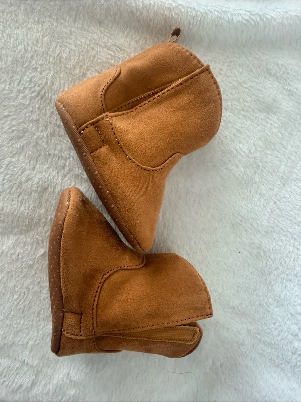 Kids Brown Suede Flower Booties